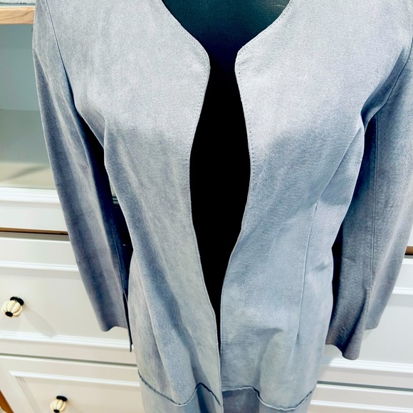 Bisou Bisou Light Blue Gray Suede Coat XS - Picture 5 of 7